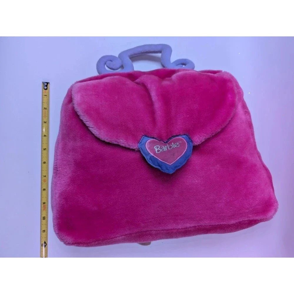 Mattel Barbie Vintage Plush Pillow Pink Purse W/ Pajama Pocket Storage Girls